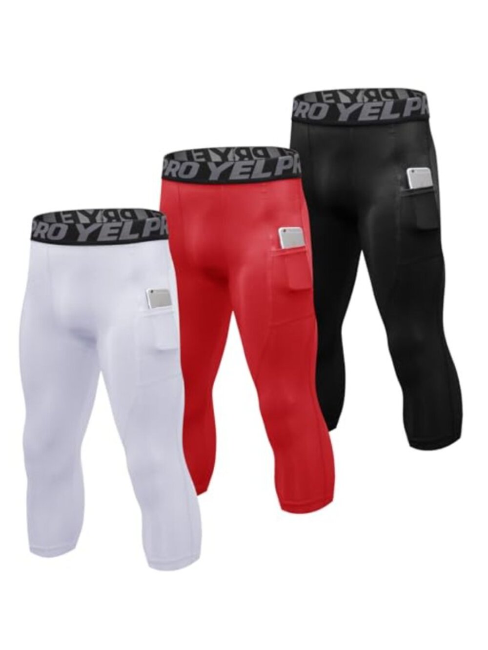 Mens 3/4 Compression Pants Dry Fit Athletic Capri Leggings Gym Tights Base